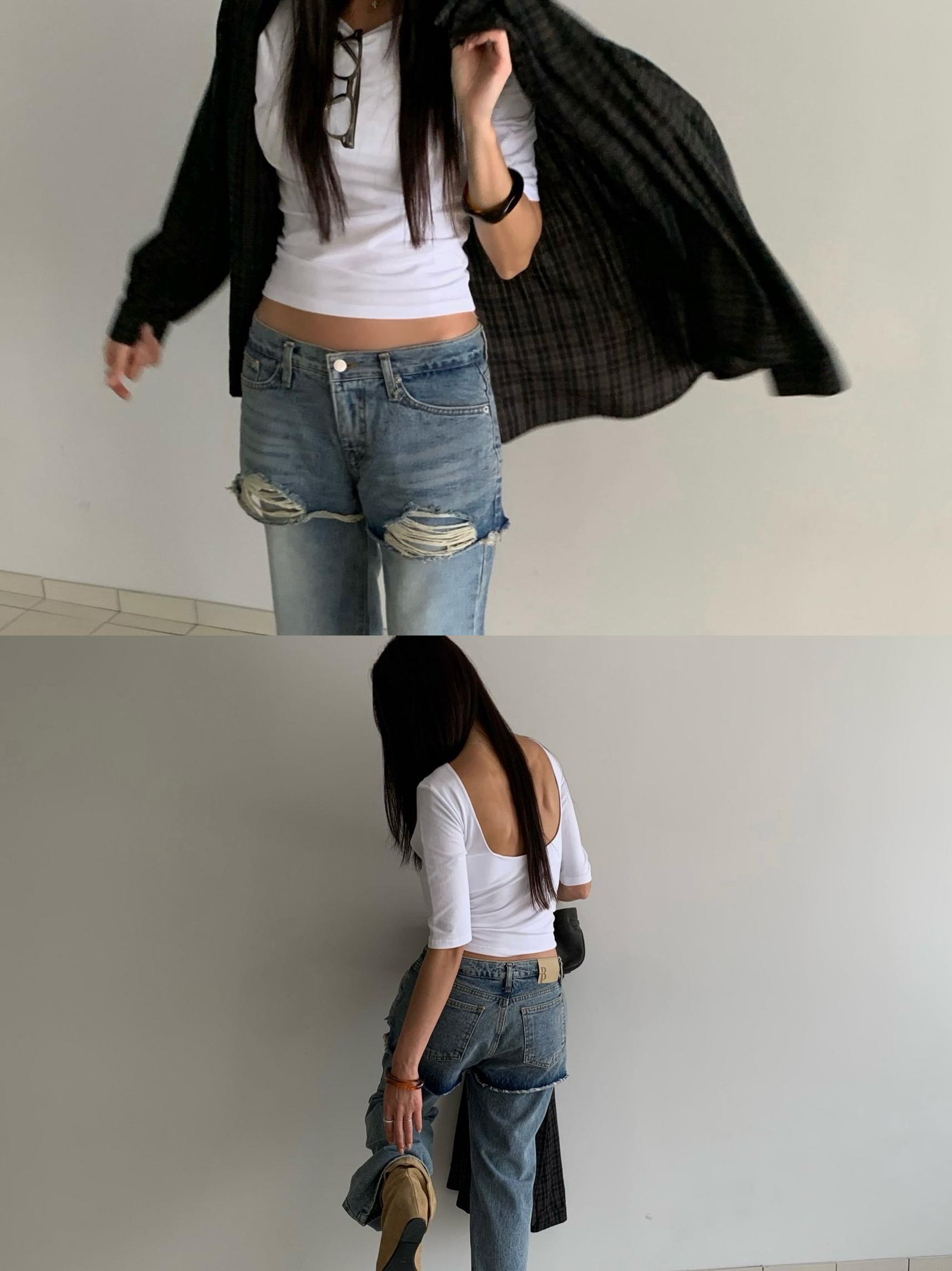 大U美背五分袖上衣